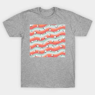 Stars and Stripes Teal and Orange Fun Colourful Pattern T-Shirt